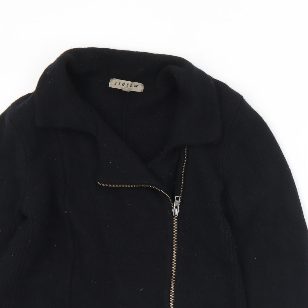 Jigsaw Womens Black Collared  Wool Cardigan Jumper Size M