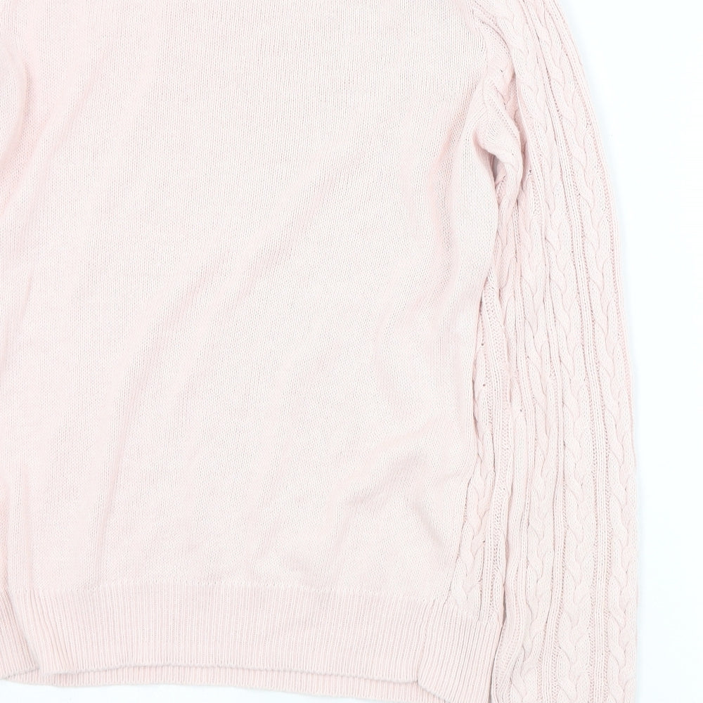Basic Womens Pink Crew Neck  Cotton Pullover Jumper Size M
