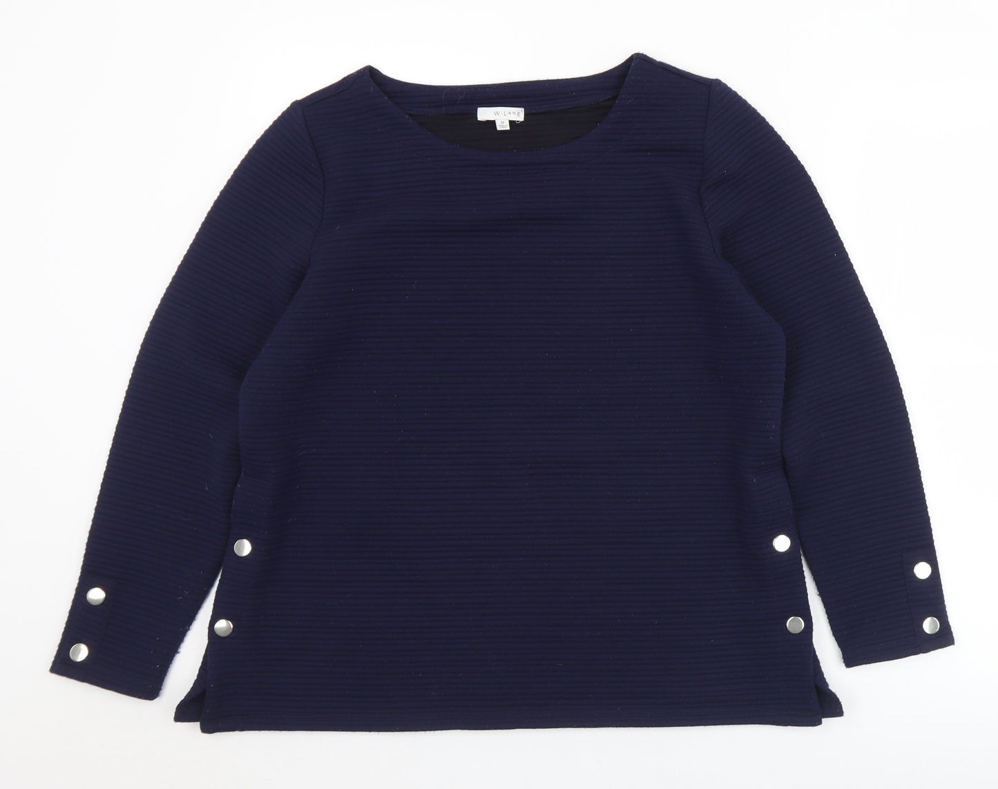 W Lane Womens Blue Round Neck  Polyester Pullover Jumper Size M