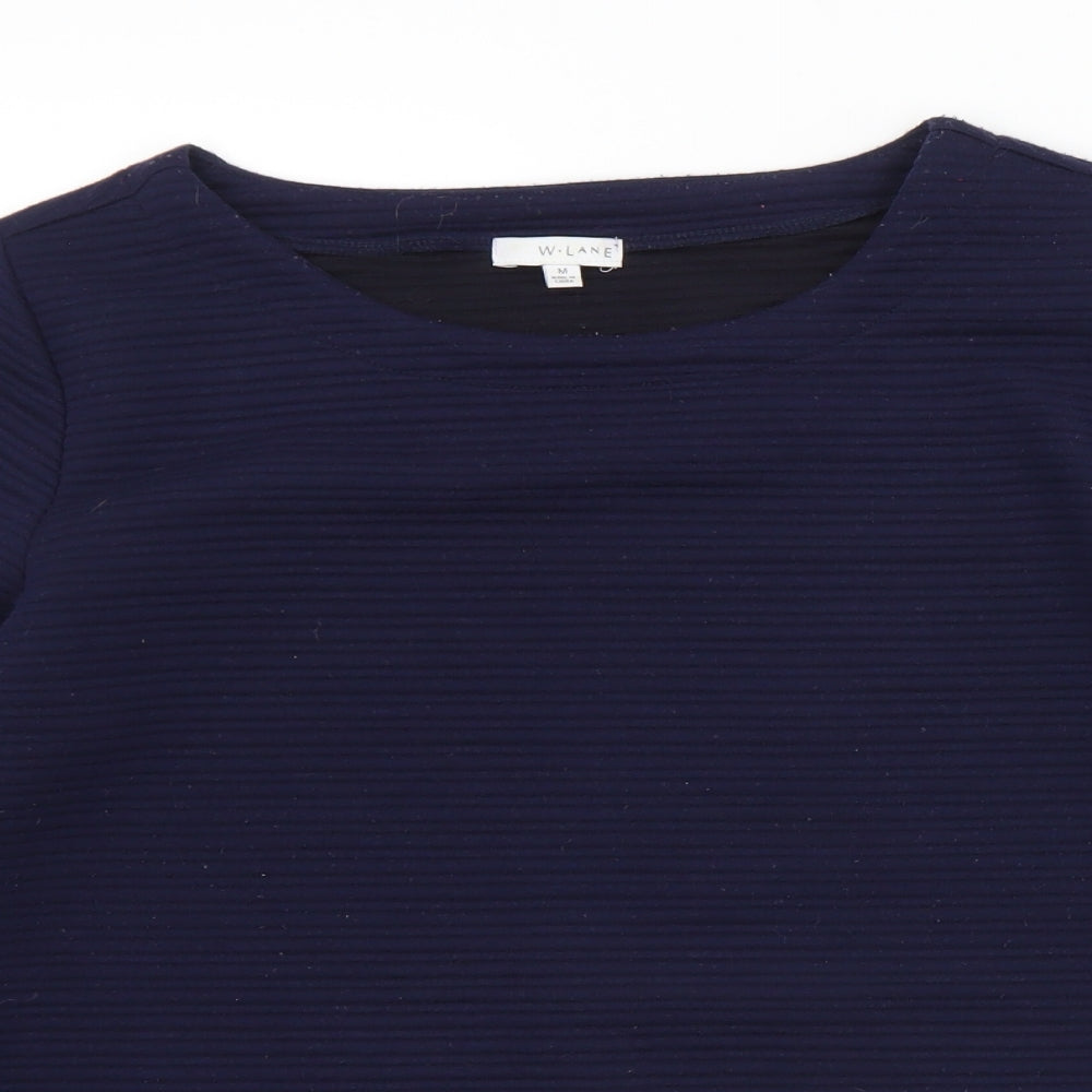 W Lane Womens Blue Round Neck  Polyester Pullover Jumper Size M