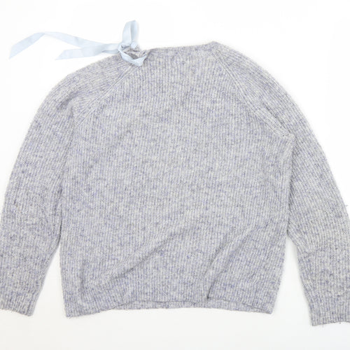 Papaya Womens Blue Crew Neck  Acrylic Pullover Jumper Size M