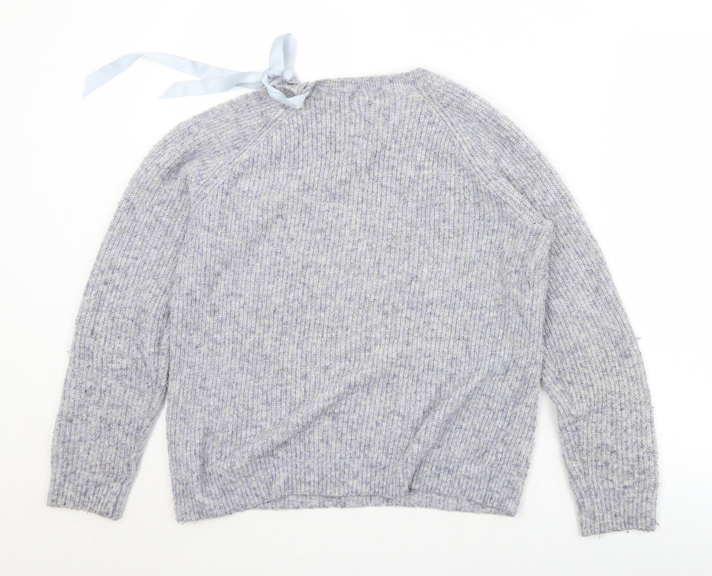 Papaya Womens Blue Crew Neck  Acrylic Pullover Jumper Size M