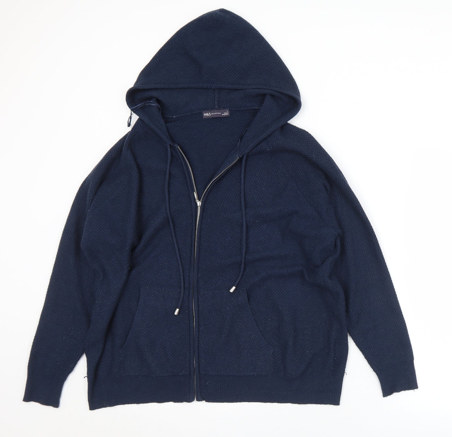 Marks and Spencer Mens Blue  Viscose Full Zip Hoodie Size L