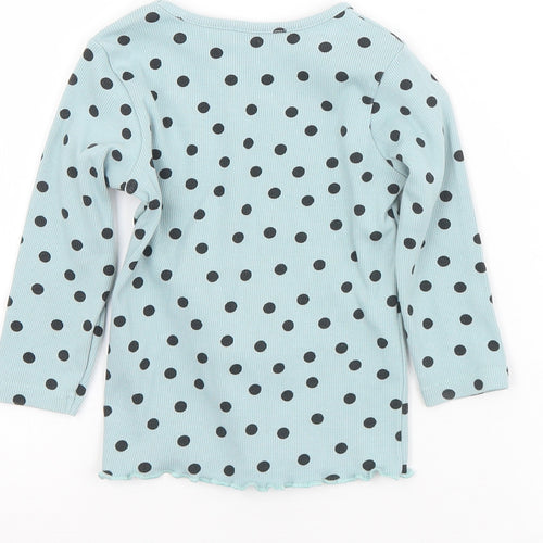 Matalan Girls Green Polka Dot Cotton Jersey T-Shirt Size 9-12 Months Round Neck