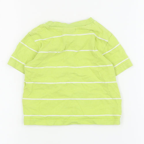 Cherokee Baby Green Striped Cotton Basic T-Shirt Size 12-18 Months Crew Neck Pullover