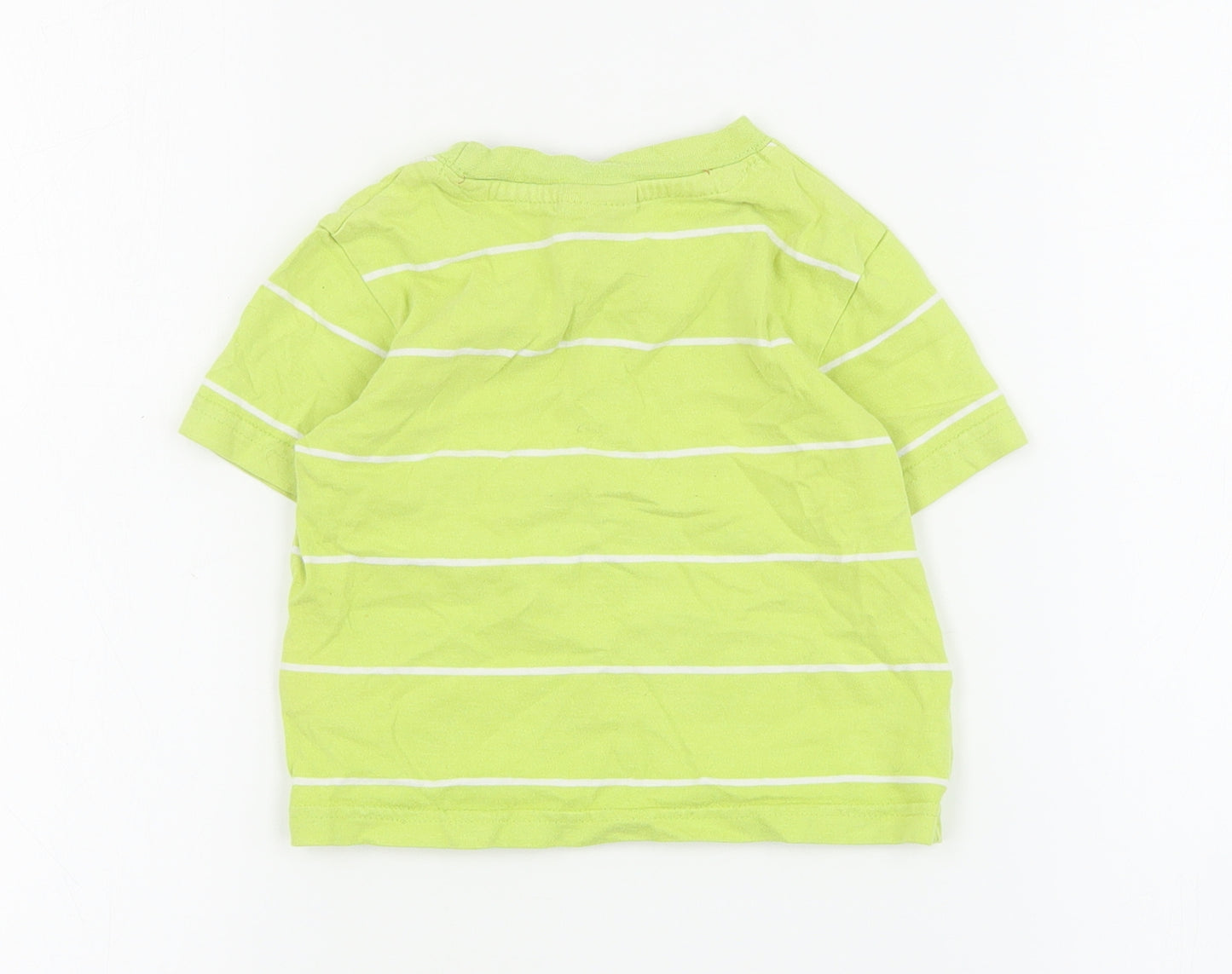 Cherokee Baby Green Striped Cotton Basic T-Shirt Size 12-18 Months Crew Neck Pullover