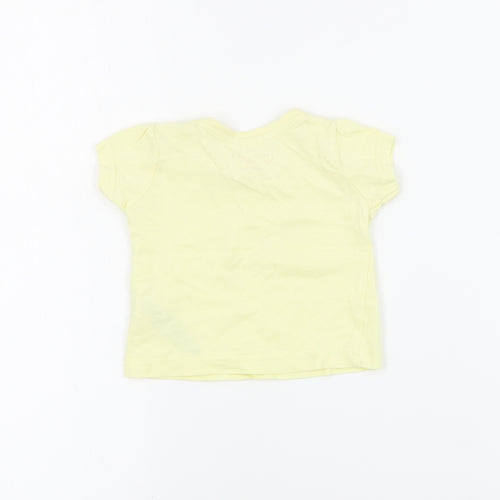 Primark Baby Yellow  Cotton Pullover T-Shirt Size 0-3 Months Crew Neck Snap