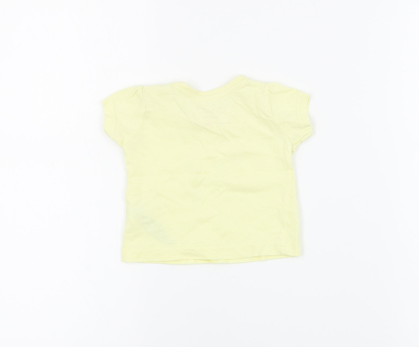 Primark Baby Yellow  Cotton Pullover T-Shirt Size 0-3 Months Crew Neck Snap