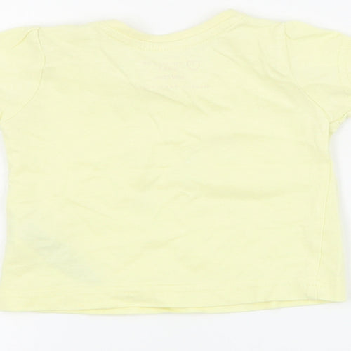 Primark Baby Yellow  Cotton Pullover T-Shirt Size 0-3 Months Crew Neck Snap
