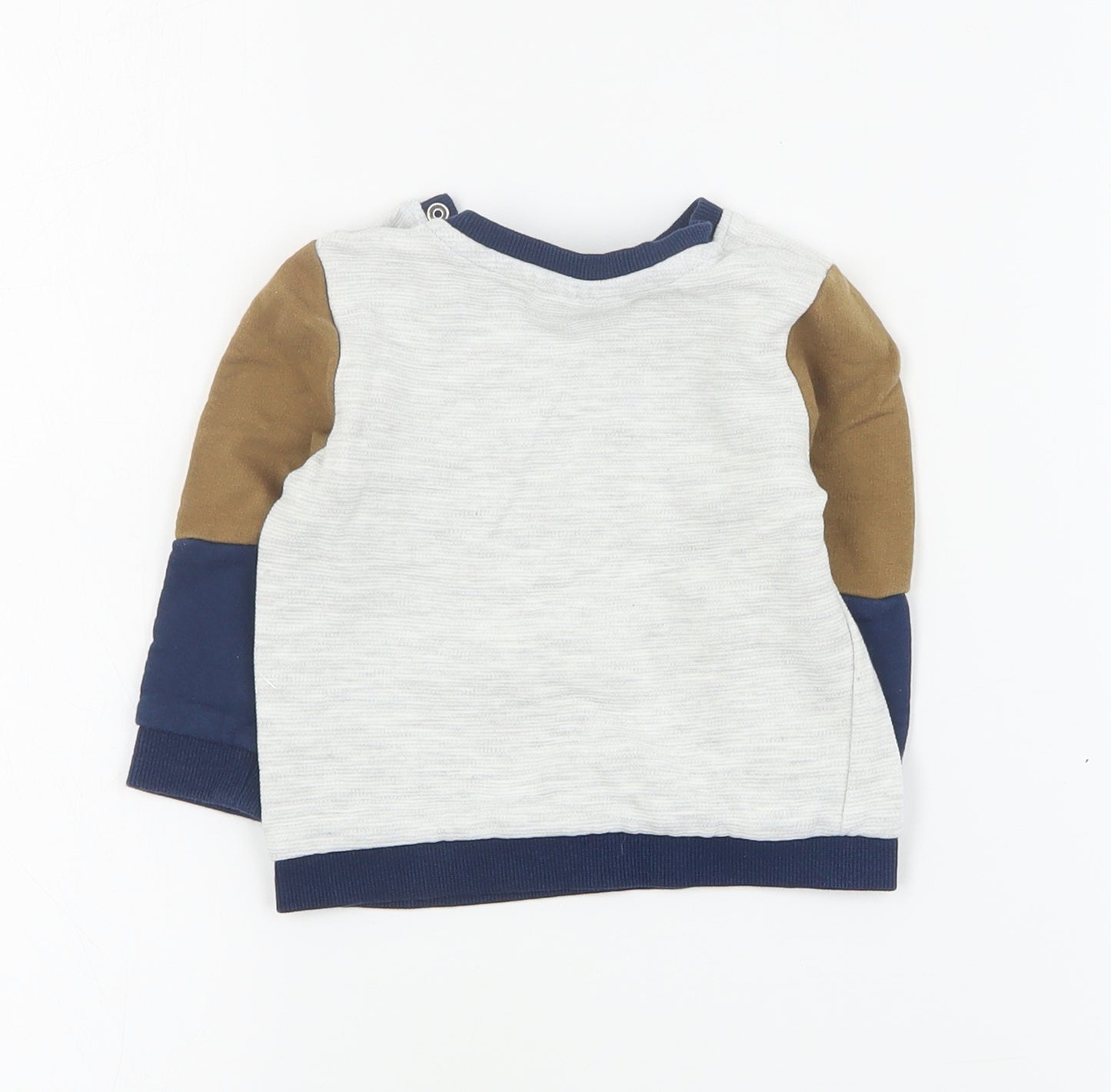 So Cute Baby Grey Colourblock Cotton Pullover Jumper Size 9-12 Months  Snap