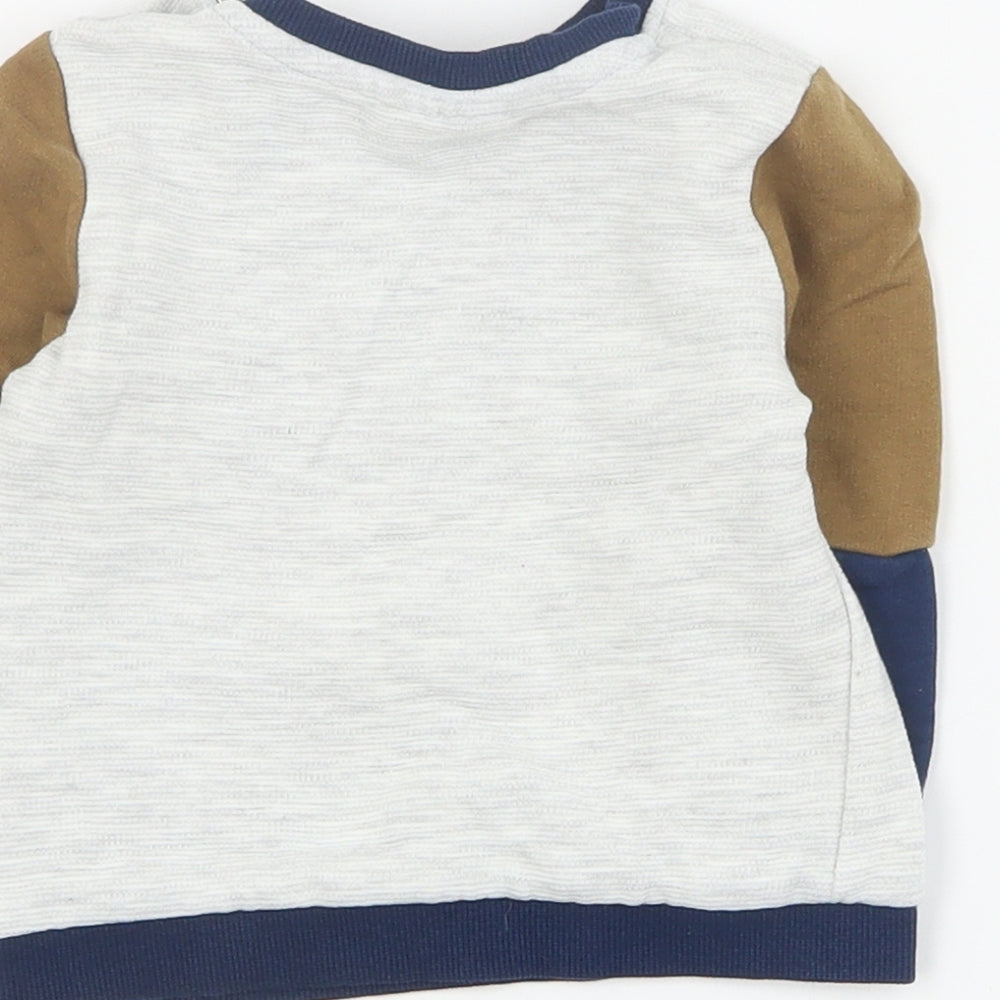 So Cute Baby Grey Colourblock Cotton Pullover Jumper Size 9-12 Months  Snap