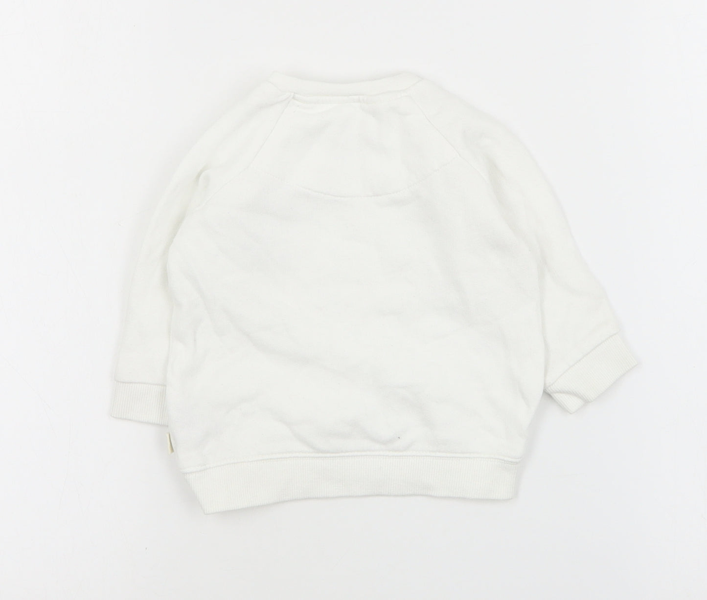 F&F Baby White  Cotton Pullover Jumper Size 3-6 Months  Button - Zoo Animals