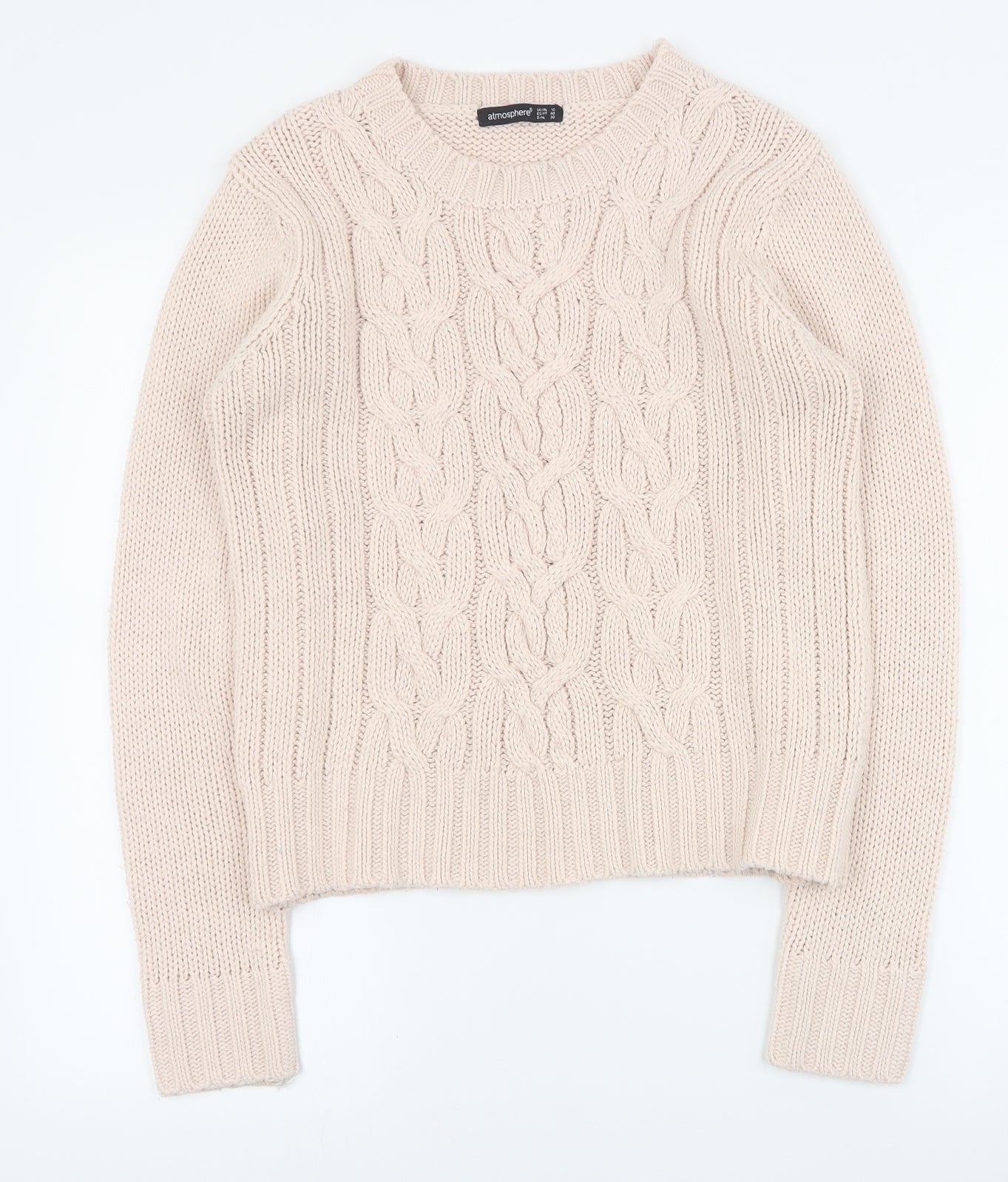 Primark Womens Pink Round Neck  Acrylic Pullover Jumper Size 12