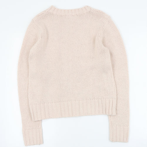Primark Womens Pink Round Neck  Acrylic Pullover Jumper Size 12