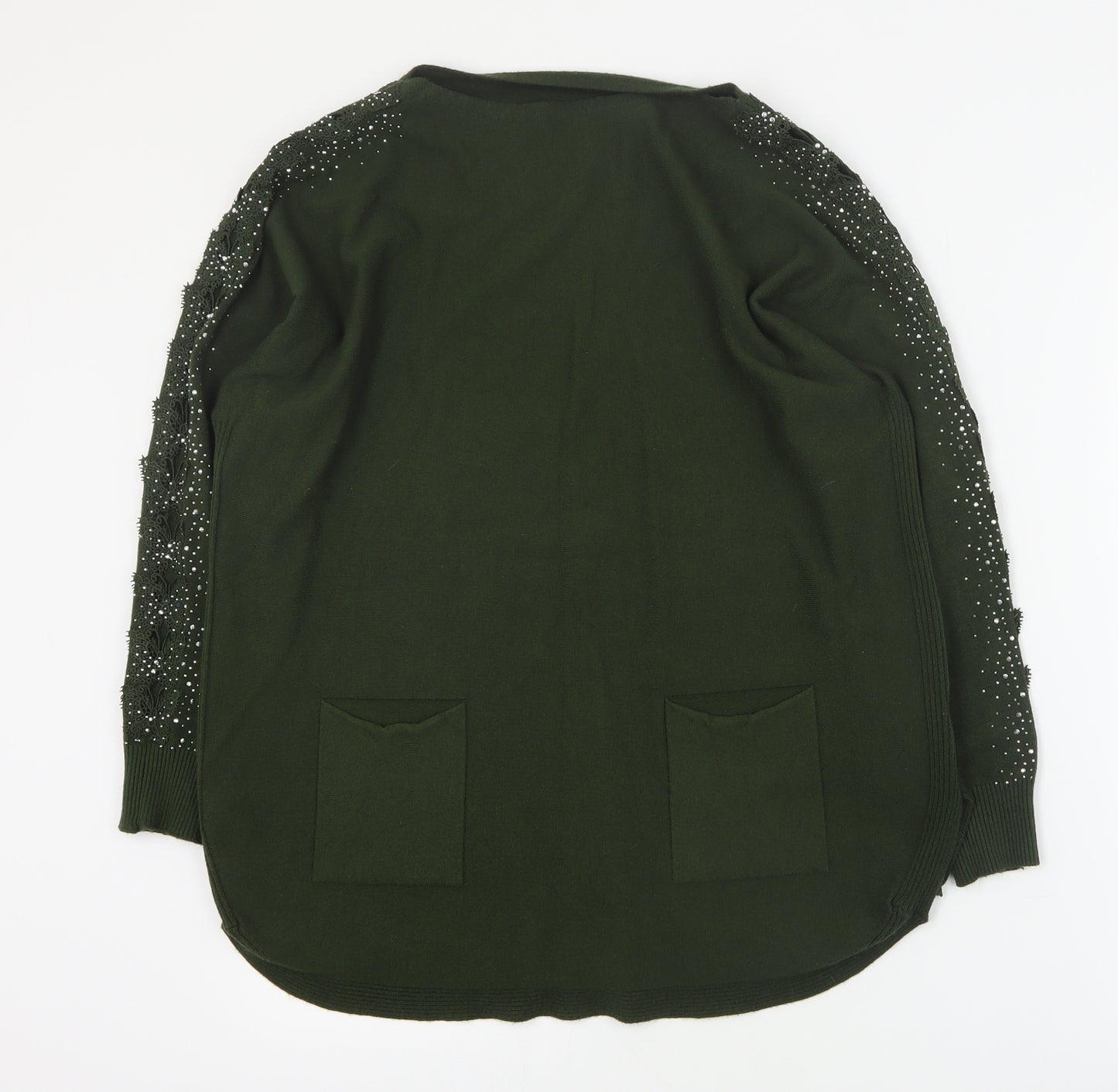Preworn Womens Green Round Neck  Viscose Pullover Jumper Size S