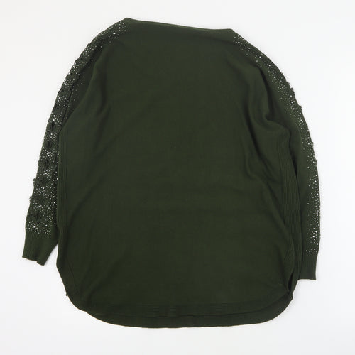 Preworn Womens Green Round Neck  Viscose Pullover Jumper Size S