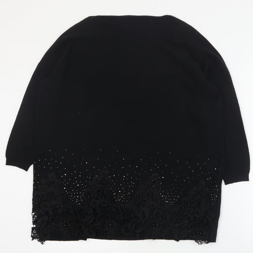 Preworn Womens Black Round Neck  Viscose Pullover Jumper Size S