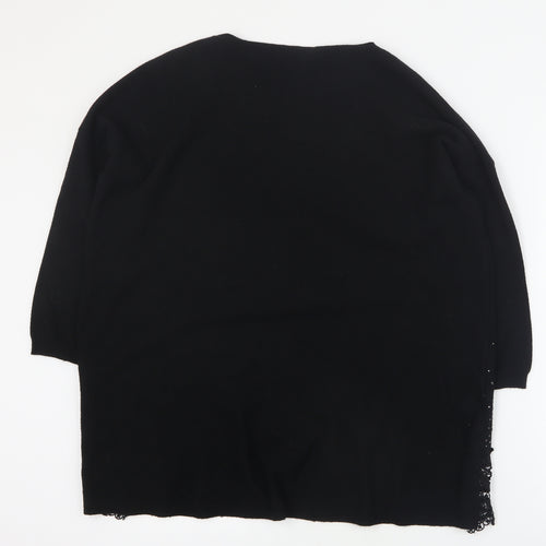 Preworn Womens Black Round Neck  Viscose Pullover Jumper Size S