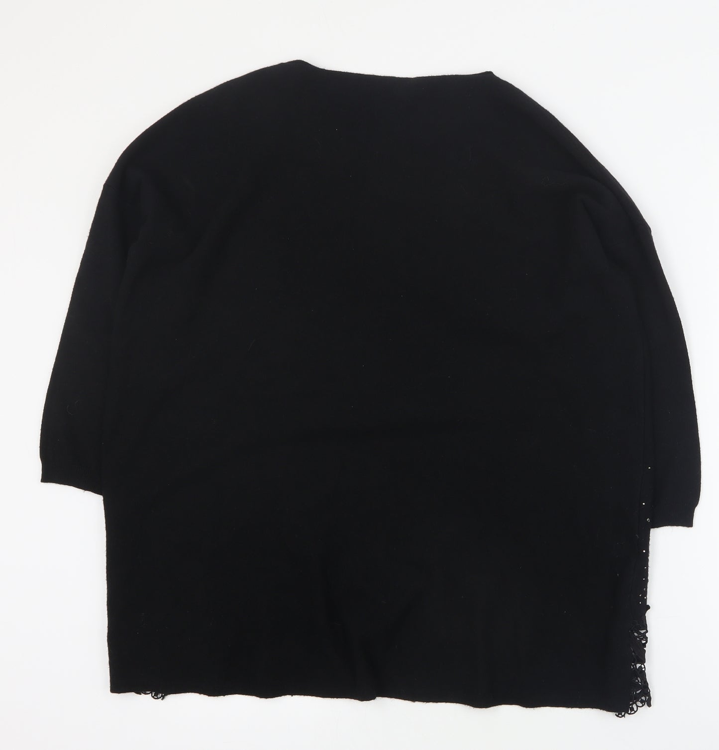 Preworn Womens Black Round Neck  Viscose Pullover Jumper Size S