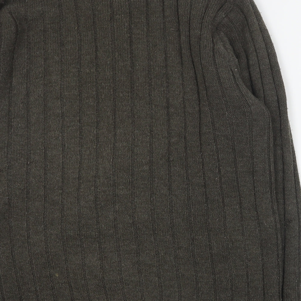 EWM Mens Brown High Neck  Acrylic Full Zip Jumper Size L