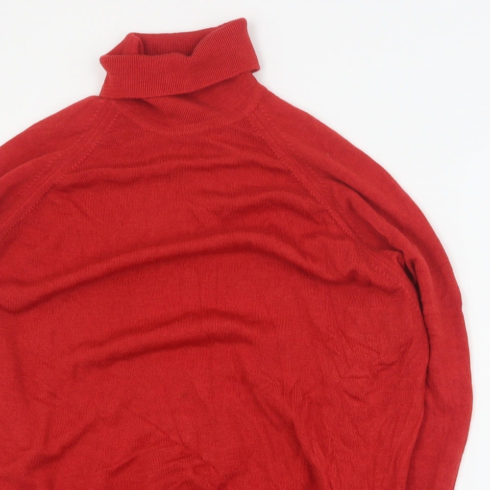 Woolmark Womens Red Roll Neck  Wool Pullover Jumper Size 12