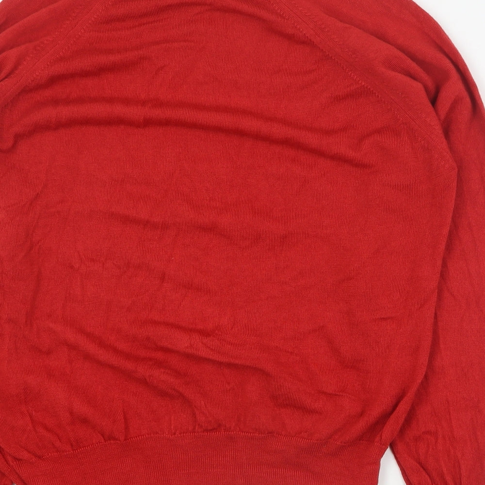 Woolmark Womens Red Roll Neck  Wool Pullover Jumper Size 12