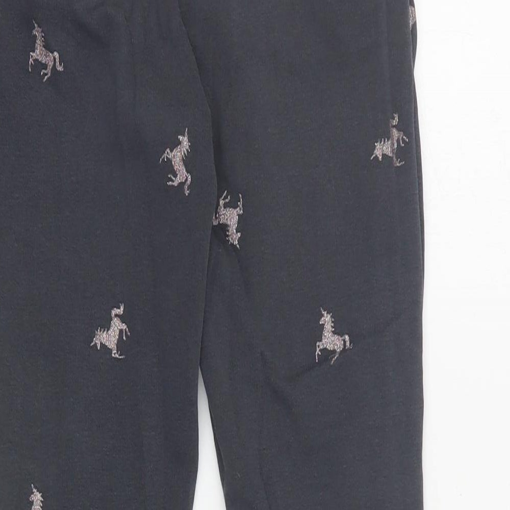 H&M Girls Grey Geometric Cotton Jogger Trousers Size 9 Months  Regular Drawstring - Unicorn