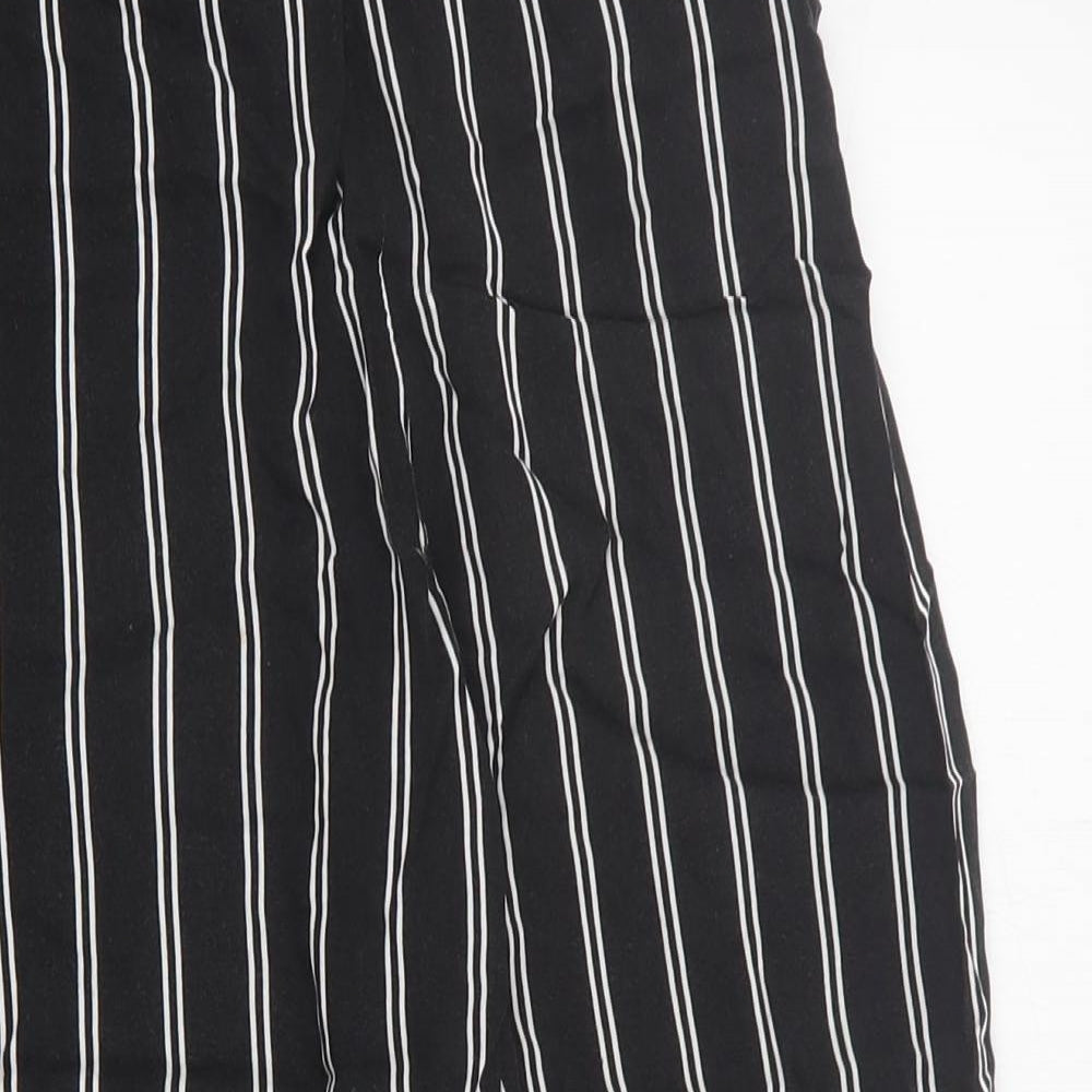 H&M Girls Black Striped Viscose Cropped Trousers Size 10 Years  Regular Pullover