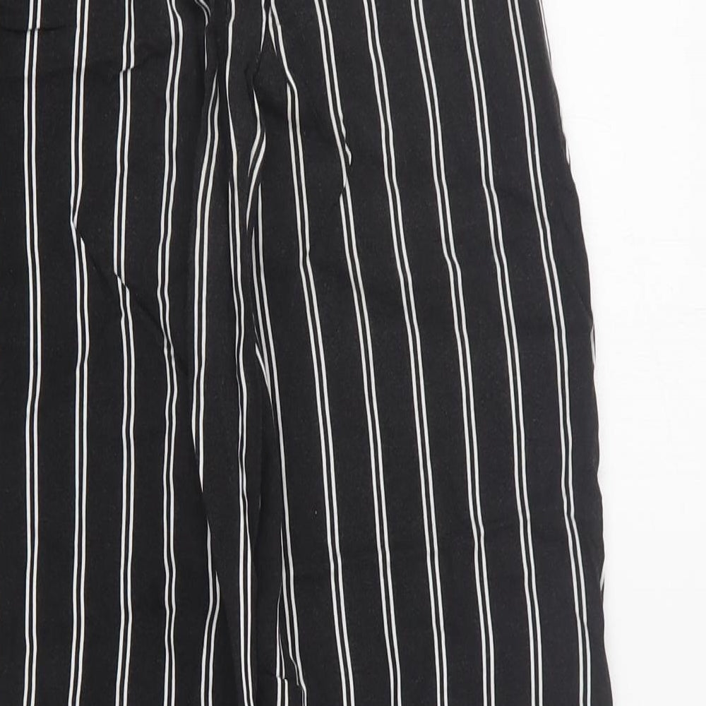 H&M Girls Black Striped Viscose Cropped Trousers Size 10 Years  Regular Pullover