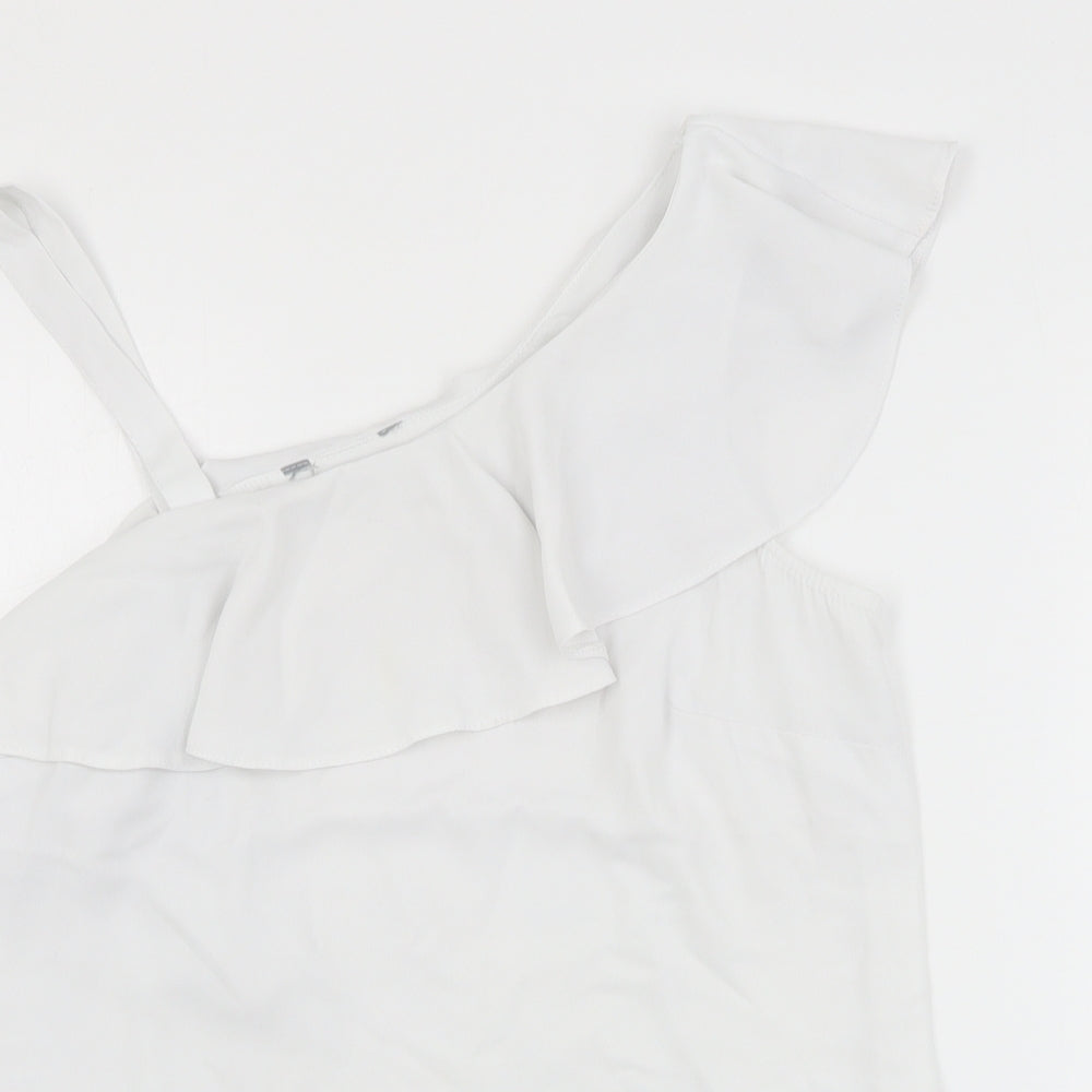 Peacocks Womens Ivory  Polyester Basic Blouse Size 10 Round Neck