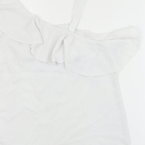 Peacocks Womens Ivory  Polyester Basic Blouse Size 10 Round Neck