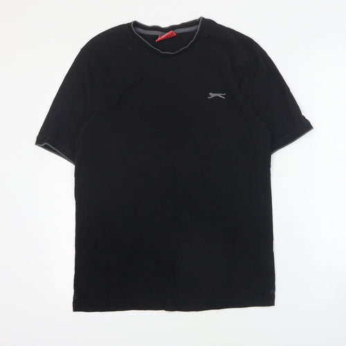 Slazenger Mens Black  Cotton  T-Shirt Size S Crew Neck