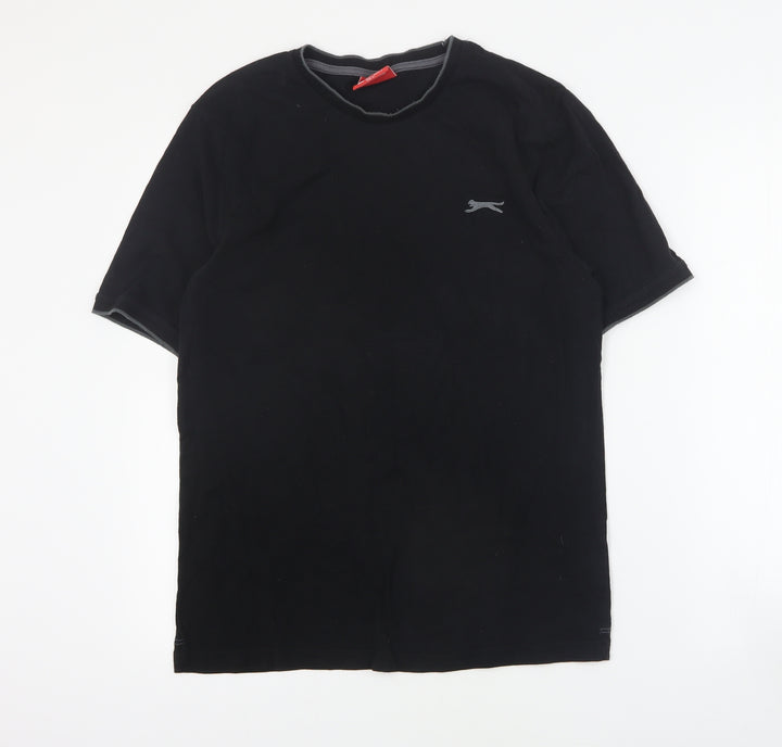 Slazenger Mens Black Cotton T-Shirt Size S Crew Neck