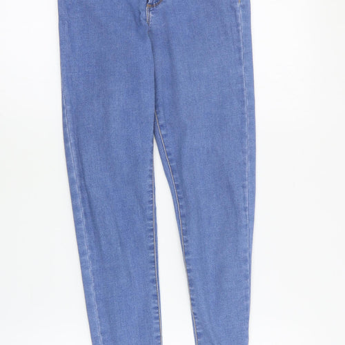 Topshop Womens Blue  Cotton Skinny Jeans Size 6 L26 in Regular Zip