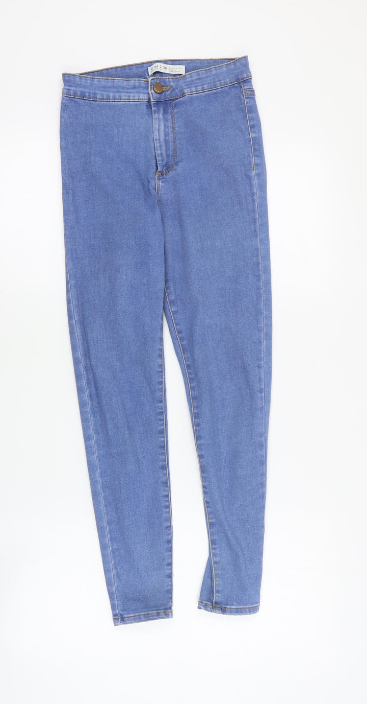 Topshop Womens Blue Cotton Skinny Jeans Size 6 L26 in Regular Zip