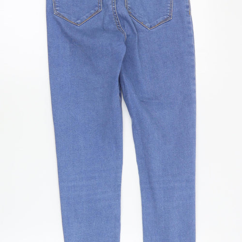 Topshop Womens Blue  Cotton Skinny Jeans Size 6 L26 in Regular Zip