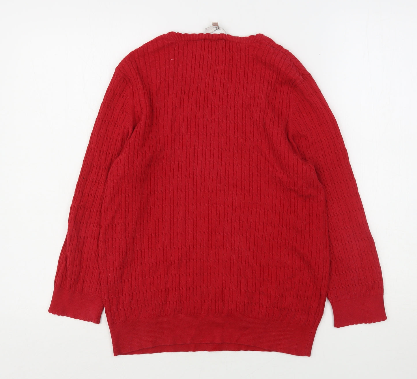 CC Womens Red V-Neck  Cotton Pullover Jumper Size L