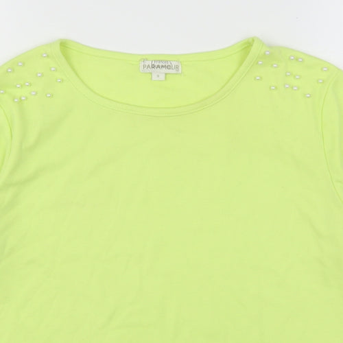 Paramour Womens Green  Polyester Basic T-Shirt Size S Round Neck
