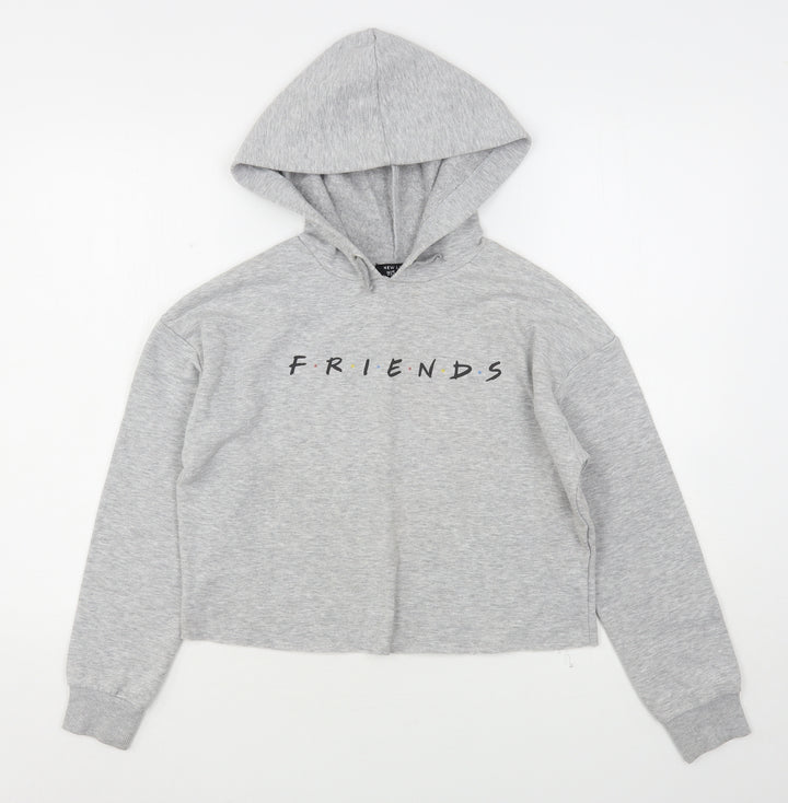 New Look Girls Grey  Polyester Pullover Hoodie Size 12-13 Years   - Friends