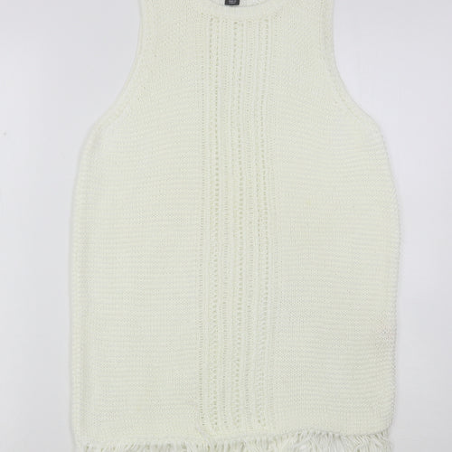 Primark Womens Ivory Round Neck  Acrylic Vest Jumper Size S