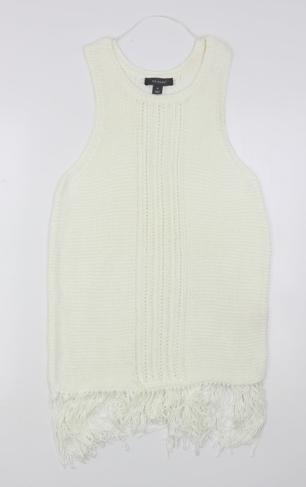Primark Womens Ivory Round Neck  Acrylic Vest Jumper Size S