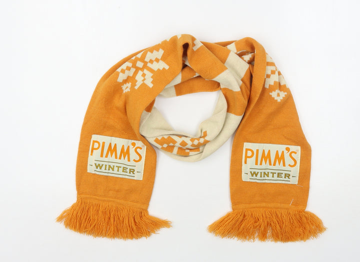 Pimms Unisex Orange Geometric Polyester Scarf Size Regular