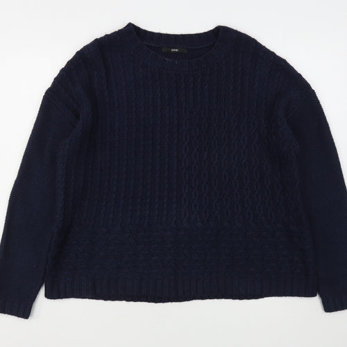 George Womens Blue Round Neck  Acrylic Pullover Jumper Size L