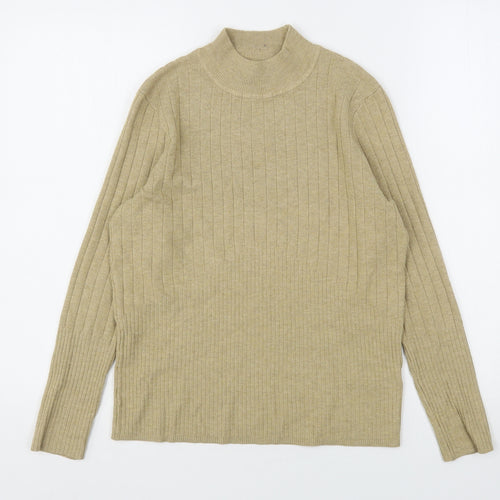 Marks and Spencer Womens Beige High Neck  Viscose Pullover Jumper Size 14