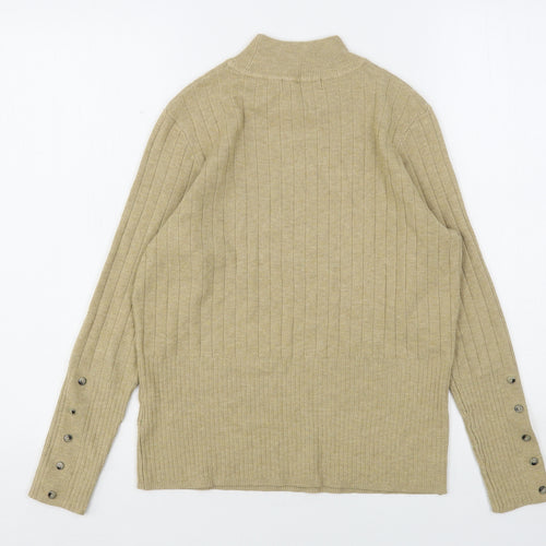 Marks and Spencer Womens Beige High Neck  Viscose Pullover Jumper Size 14