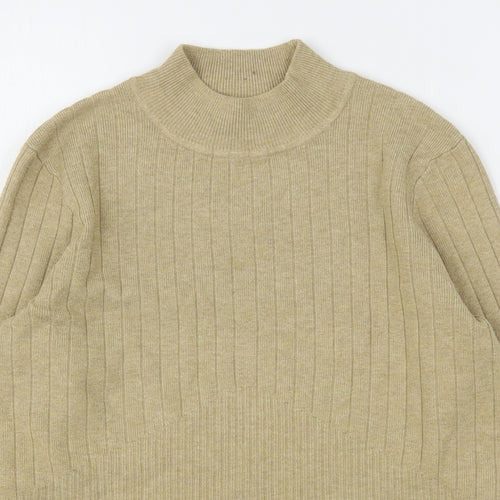 Marks and Spencer Womens Beige High Neck  Viscose Pullover Jumper Size 14