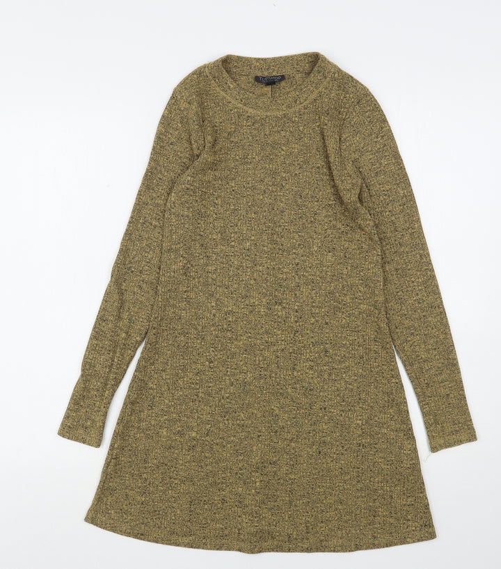 Topshop Womens Beige Round Neck  Polyester Pullover Jumper Size 6