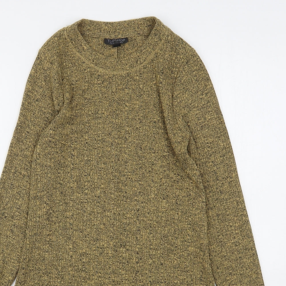 Topshop Womens Beige Round Neck  Polyester Pullover Jumper Size 6