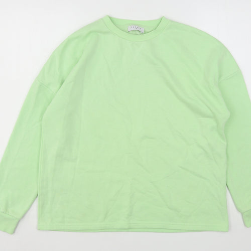 Papaya Womens Green  Cotton Pullover Sweatshirt Size M