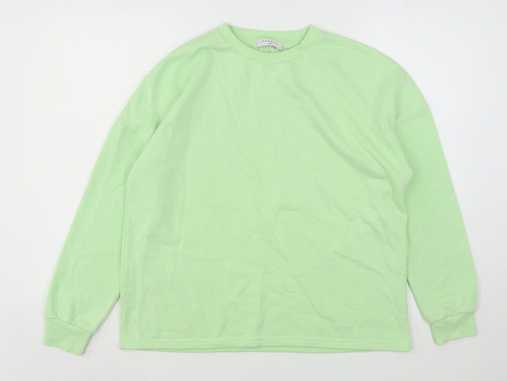 Papaya Womens Green  Cotton Pullover Sweatshirt Size M